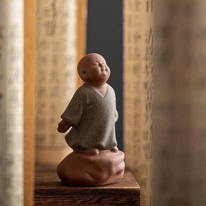 Statua in ceramica Buddha Stones che guardano in alto, monaco che riposa, compassione, decorazione per la casa - image 3