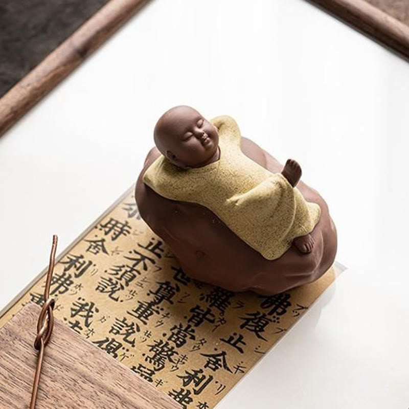 Statua in ceramica Buddha Stones che guardano in alto, monaco che riposa, compassione, decorazione per la casa - image 10