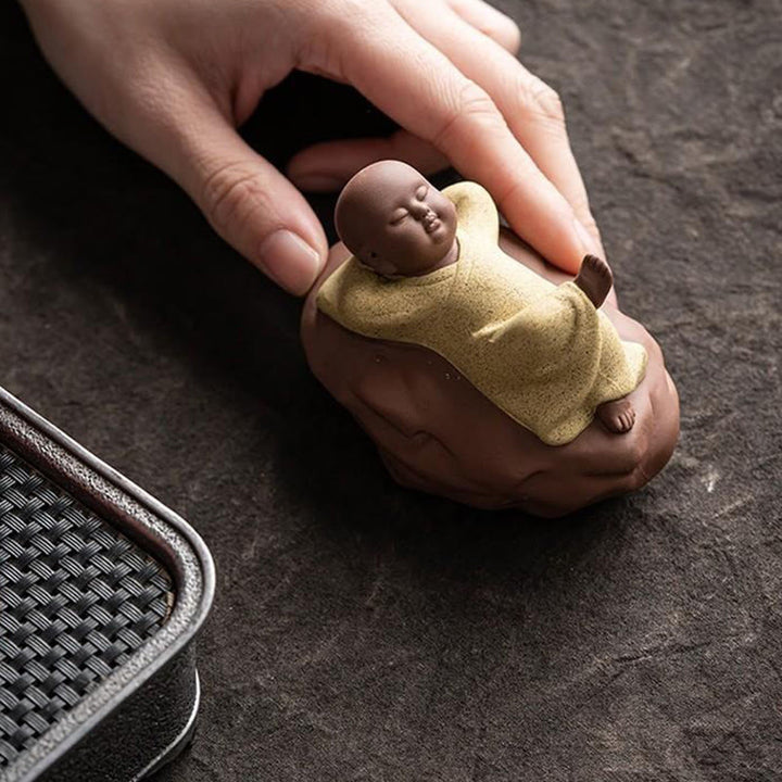 Statua in ceramica Buddha Stones che guardano in alto, monaco che riposa, compassione, decorazione per la casa - image 12