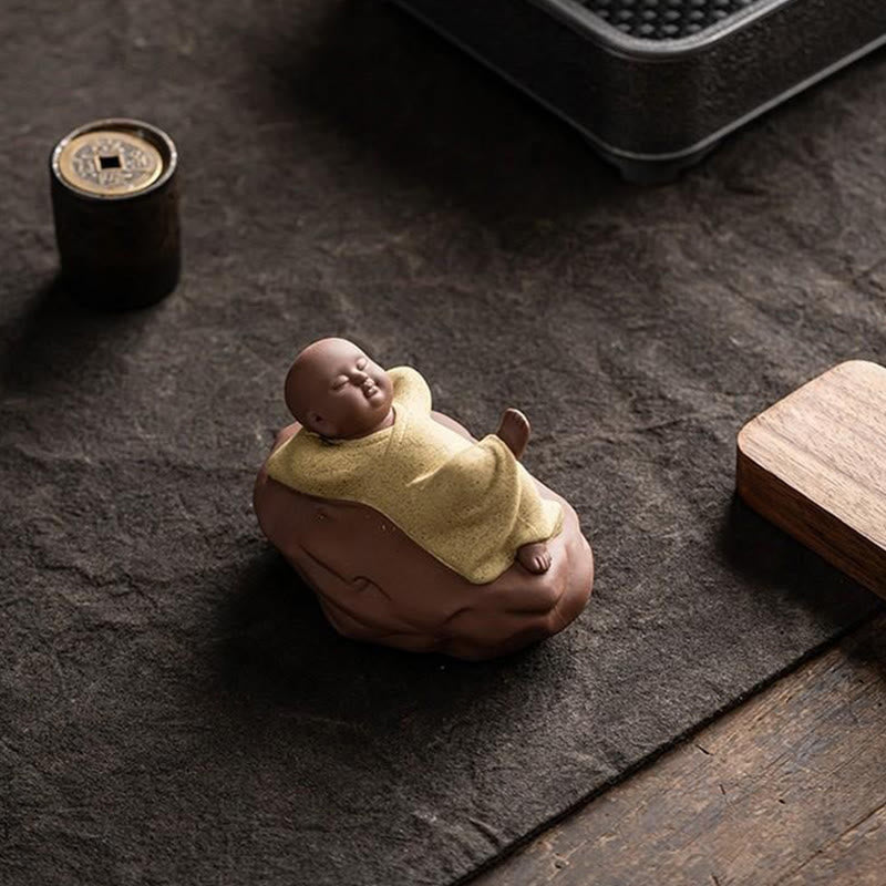 Statua in ceramica Buddha Stones che guardano in alto, monaco che riposa, compassione, decorazione per la casa - image 11