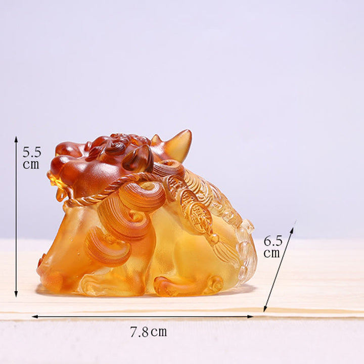 Buddha Stones fatte a mano in cristallo Liuli, oro, deglutizione, PiXiu, pezzo d'arte, decorazione per la casa - image 6