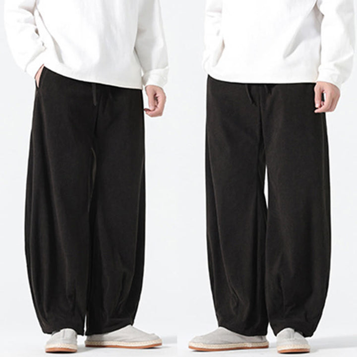 Pantaloni harem da uomo in velluto a coste di cotone con tasche e coulisse, modello Buddha Stones Spring Pure Color - image 15