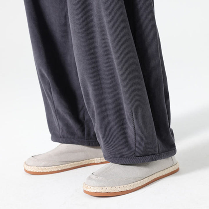 Pantaloni harem da uomo in velluto a coste di cotone con tasche e coulisse, modello Buddha Stones Spring Pure Color - image 8