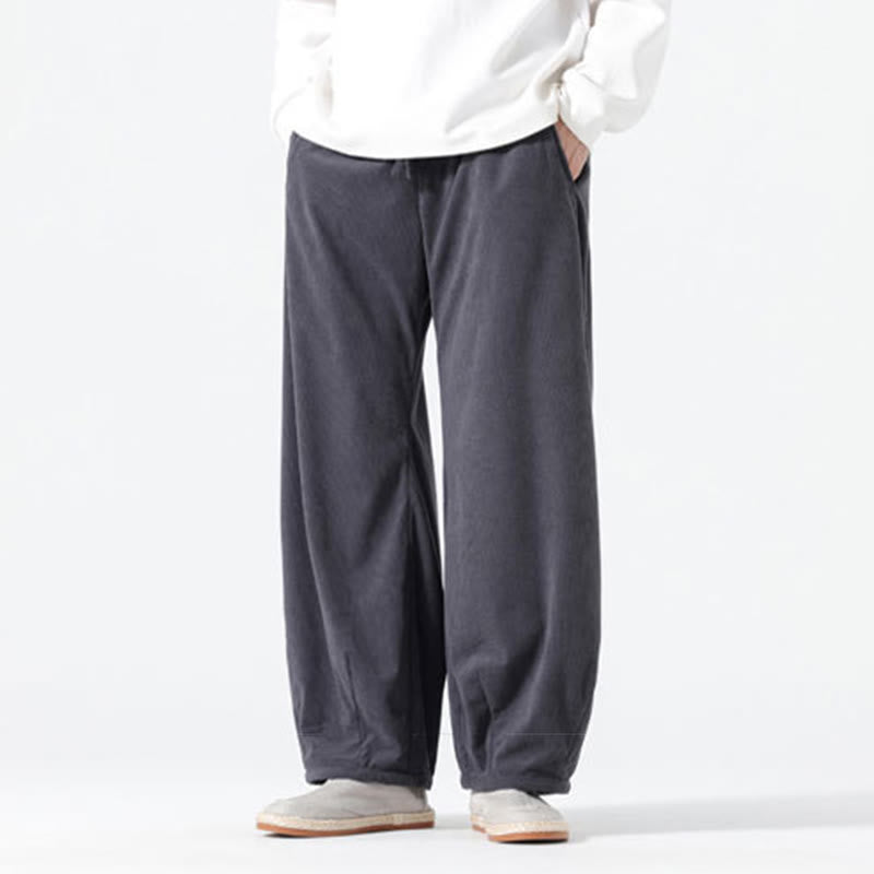 Pantaloni harem da uomo in velluto a coste di cotone con tasche e coulisse, modello Buddha Stones Spring Pure Color - image 4