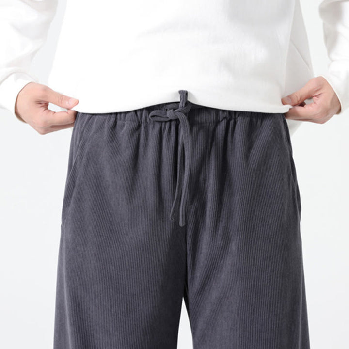 Pantaloni harem da uomo in velluto a coste di cotone con tasche e coulisse, modello Buddha Stones Spring Pure Color - image 7