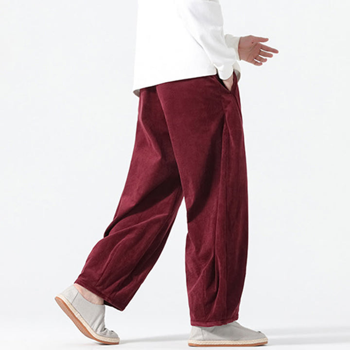 Pantaloni harem da uomo in velluto a coste di cotone con tasche e coulisse, modello Buddha Stones Spring Pure Color - image 21