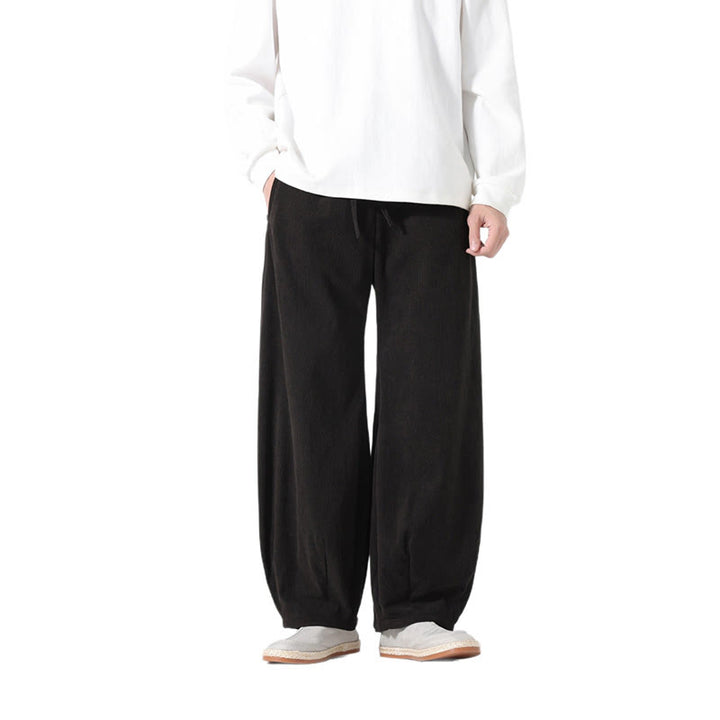 Pantaloni harem da uomo in velluto a coste di cotone con tasche e coulisse, modello Buddha Stones Spring Pure Color - image 16