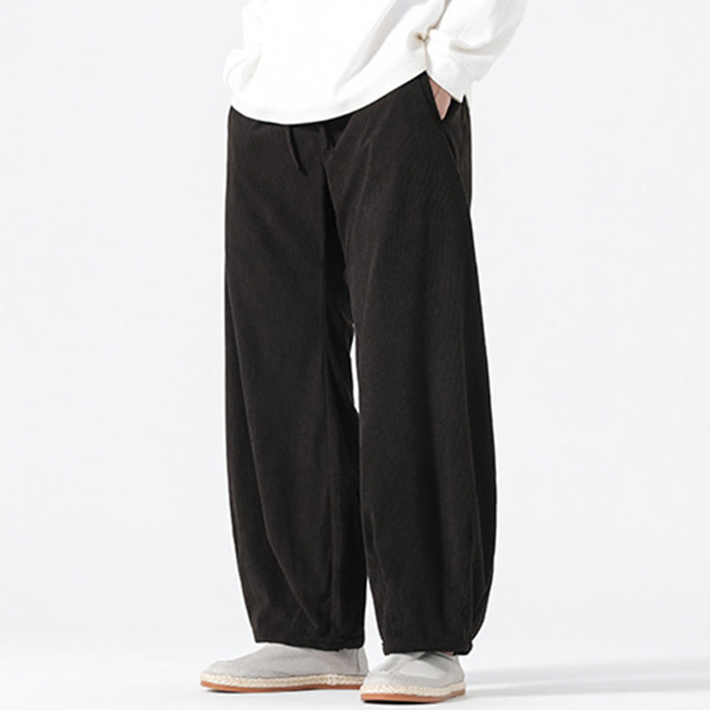 Pantaloni harem da uomo in velluto a coste di cotone con tasche e coulisse, modello Buddha Stones Spring Pure Color - image 11