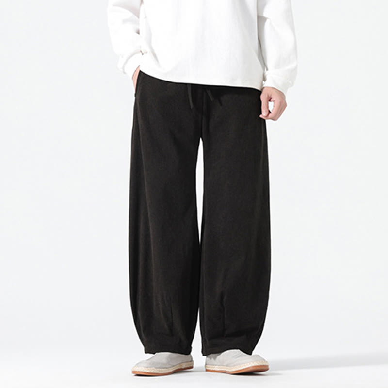 Pantaloni harem da uomo in velluto a coste di cotone con tasche e coulisse, modello Buddha Stones Spring Pure Color - image 10