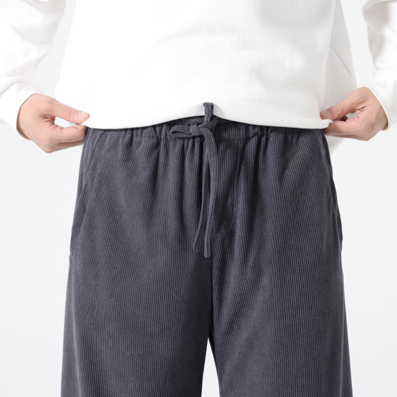 Pantaloni harem da uomo in velluto a coste di cotone con tasche e coulisse, modello Buddha Stones Spring Pure Color - image 7