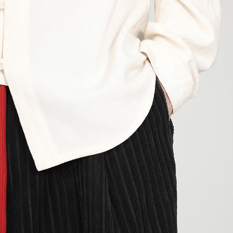 Pantaloni da uomo in velluto a coste harem con tasche e coulisse a contrasto di colore con Buddha Stones - image 6