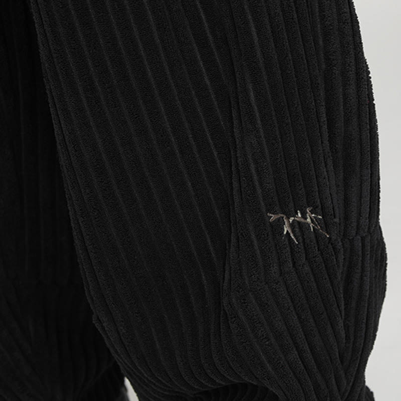 Pantaloni da uomo in velluto a coste harem con tasche e coulisse a contrasto di colore con Buddha Stones - image 7