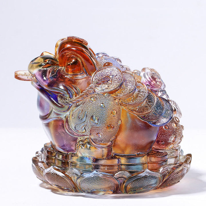 Buddha Stones Feng Shui Rana Monete Cristallo Liuli Fatto a Mano Opera d'Arte Ricchezza Decorazione per Casa e Ufficio - Colorato 13*12*11cm - image 5