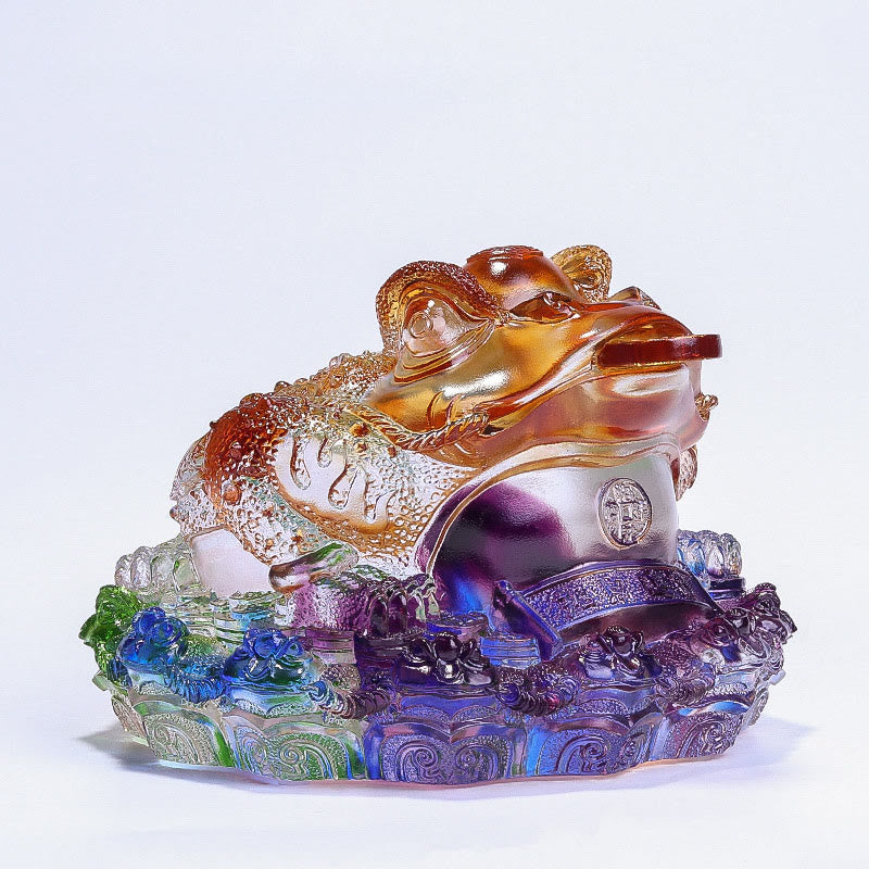 Buddha Stones Feng Shui Rana Monete Cristallo Liuli Fatto a Mano Opera d'Arte Ricchezza Decorazione per Casa e Ufficio - Colorato 20*19*13,5 cm - image 19