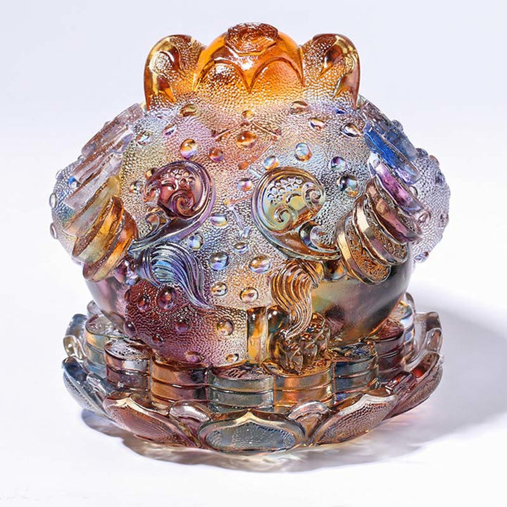 Buddha Stones Feng Shui Rana Monete Cristallo Liuli Fatto a Mano Opera d'Arte Ricchezza Decorazione per Casa e Ufficio - image 6