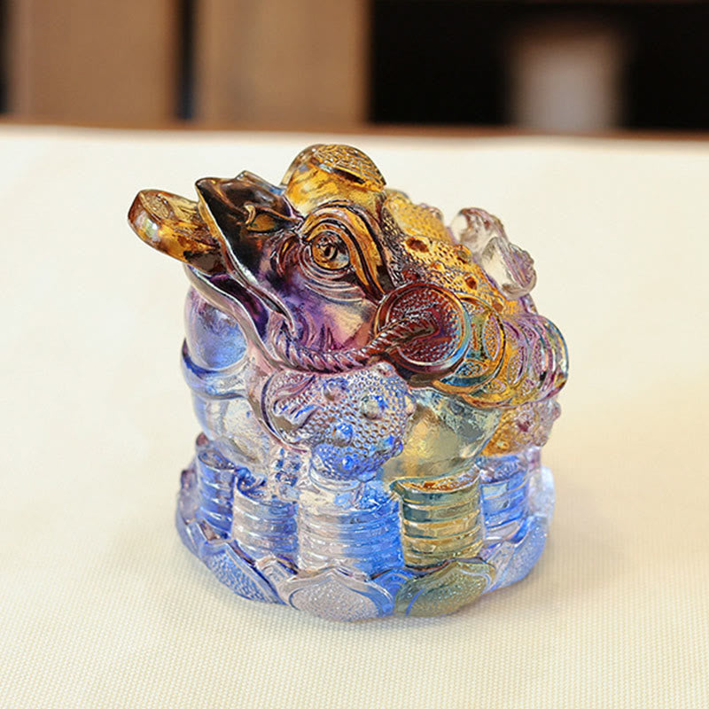 Buddha Stones Feng Shui Rana Monete Cristallo Liuli Fatto a Mano Opera d'Arte Ricchezza Decorazione per Casa e Ufficio - image 3