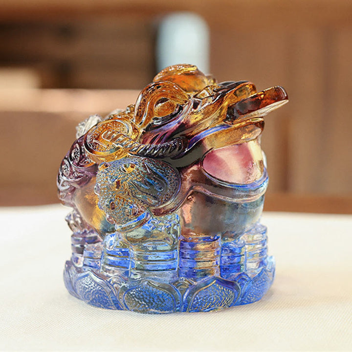 Buddha Stones Feng Shui Rana Monete Cristallo Liuli Fatto a Mano Opera d'Arte Ricchezza Decorazione per Casa e Ufficio - image 2