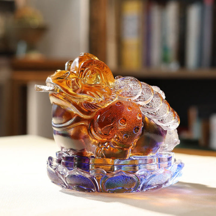 Buddha Stones Feng Shui Rana Monete Cristallo Liuli Fatto a Mano Opera d'Arte Ricchezza Decorazione per Casa e Ufficio - image 8