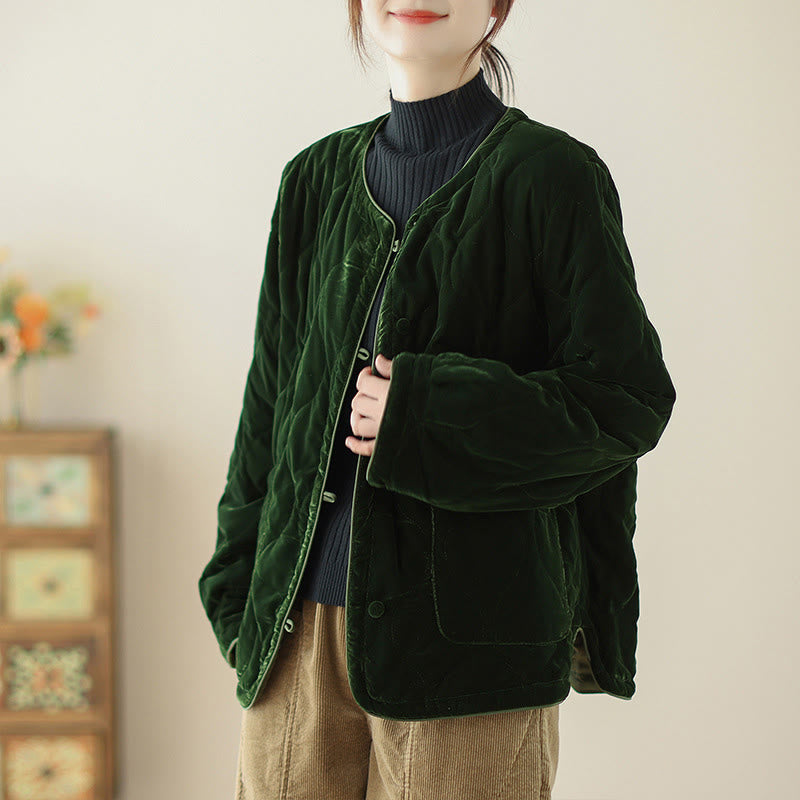 Giacca corta da donna con maniche lunghe e tasche, modello a rombi Buddha Stones - Verde scuro - US12, UK/AU16, EU44 (2XL) - image 0