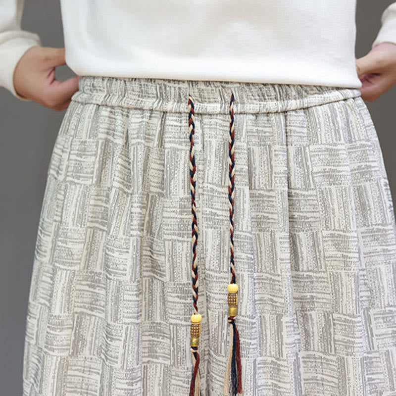 Pantaloni harem da uomo in velluto a coste di cotone con motivo jacquard a quadri autunnali Buddha Stones con tasche - image 19