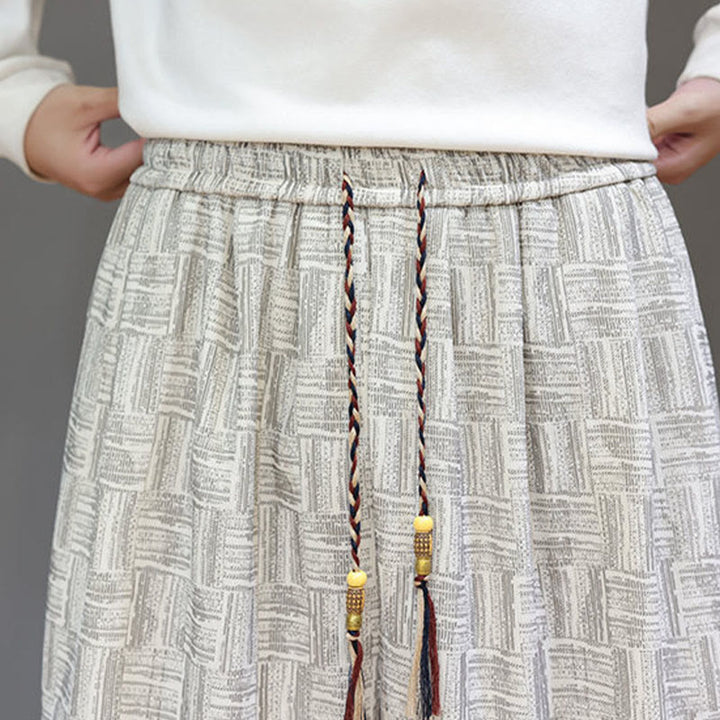 Pantaloni harem da uomo in velluto a coste di cotone con motivo jacquard a quadri autunnali Buddha Stones con tasche - image 19