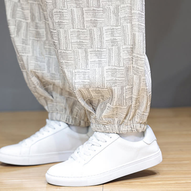 Pantaloni harem da uomo in velluto a coste di cotone con motivo jacquard a quadri autunnali Buddha Stones con tasche - image 21