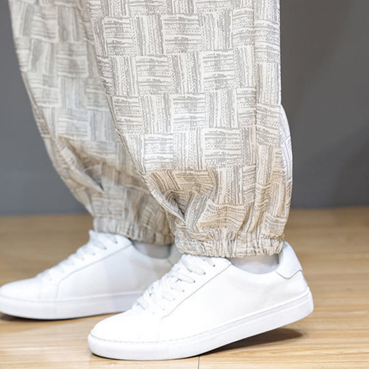 Pantaloni harem da uomo in velluto a coste di cotone con motivo jacquard a quadri autunnali Buddha Stones con tasche - image 21