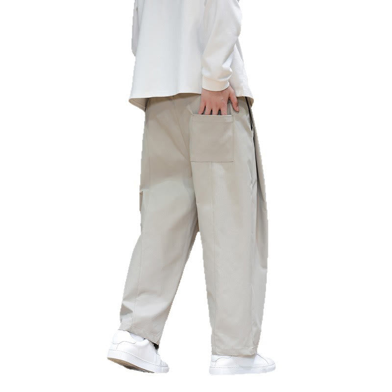 Pantaloni harem da uomo con tasche e gamba dritta, tinta unita, modello Buddha Stones Fall - image 21