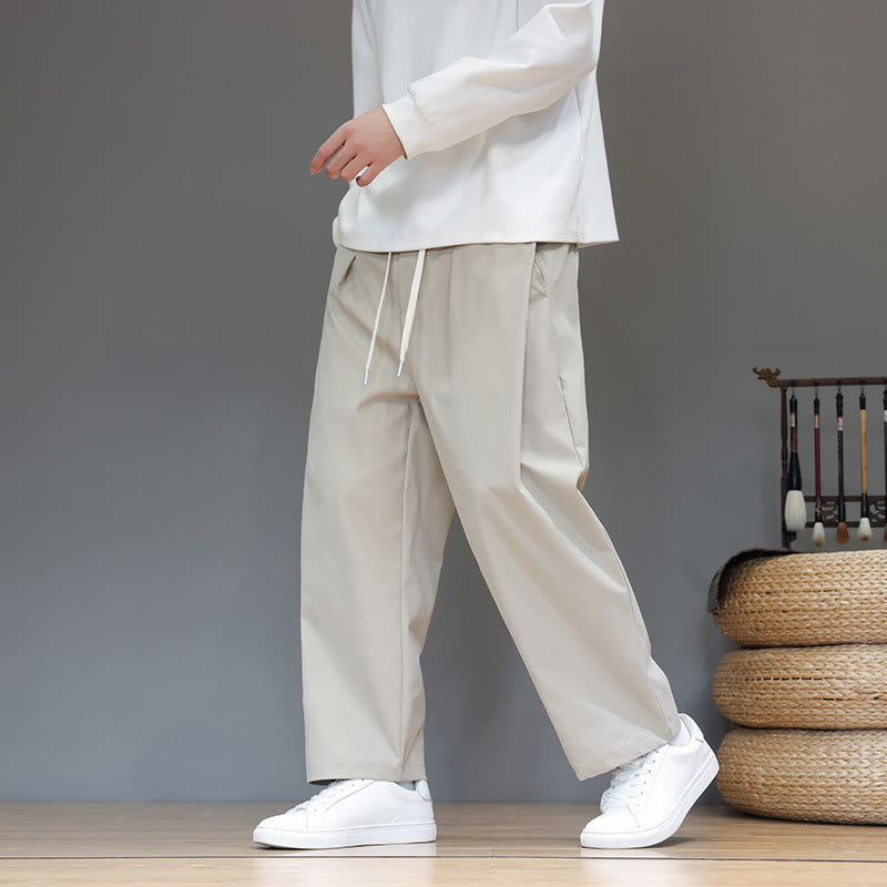 Pantaloni harem da uomo con tasche e gamba dritta, tinta unita, modello Buddha Stones Fall - image 18