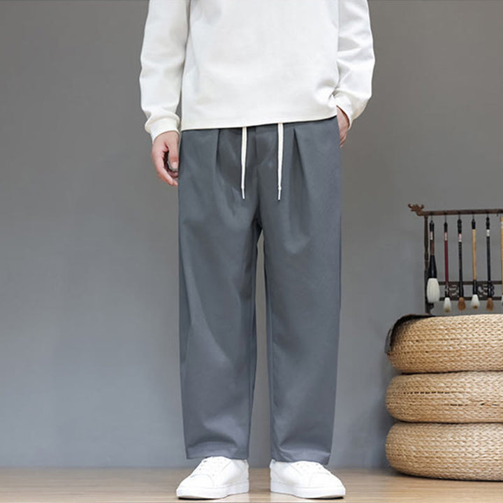 Pantaloni harem da uomo con tasche e gamba dritta, tinta unita, modello Buddha Stones Fall - image 6