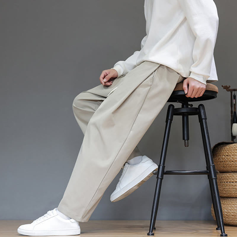 Pantaloni harem da uomo con tasche e gamba dritta, tinta unita, modello Buddha Stones Fall - image 20