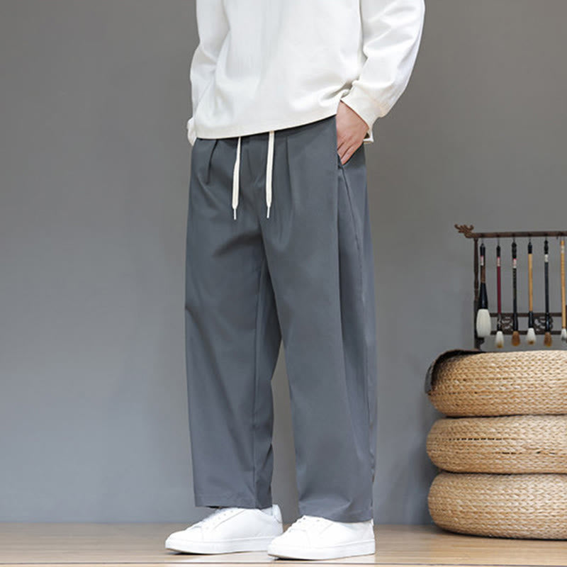 Pantaloni harem da uomo con tasche e gamba dritta, tinta unita, modello Buddha Stones Fall - image 4