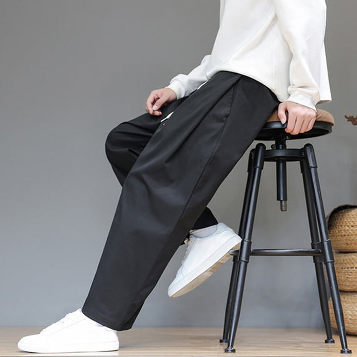 Pantaloni harem da uomo con tasche e gamba dritta, tinta unita, modello Buddha Stones Fall - image 30