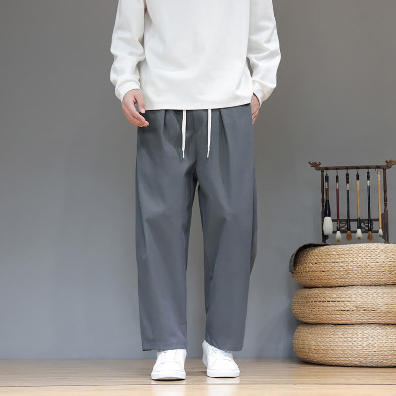 Pantaloni harem da uomo con tasche e gamba dritta, tinta unita, modello Buddha Stones Fall - Grigio ardesia chiaro - US/UK/AU46, EU56 (5XL) - image 1