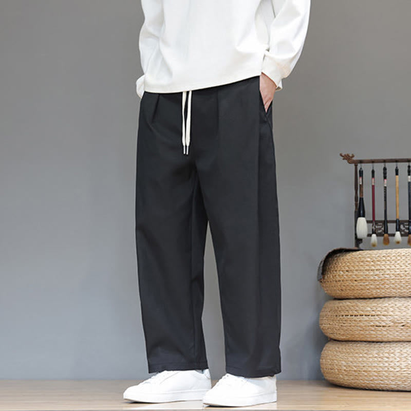 Pantaloni harem da uomo con tasche e gamba dritta, tinta unita, modello Buddha Stones Fall - image 28