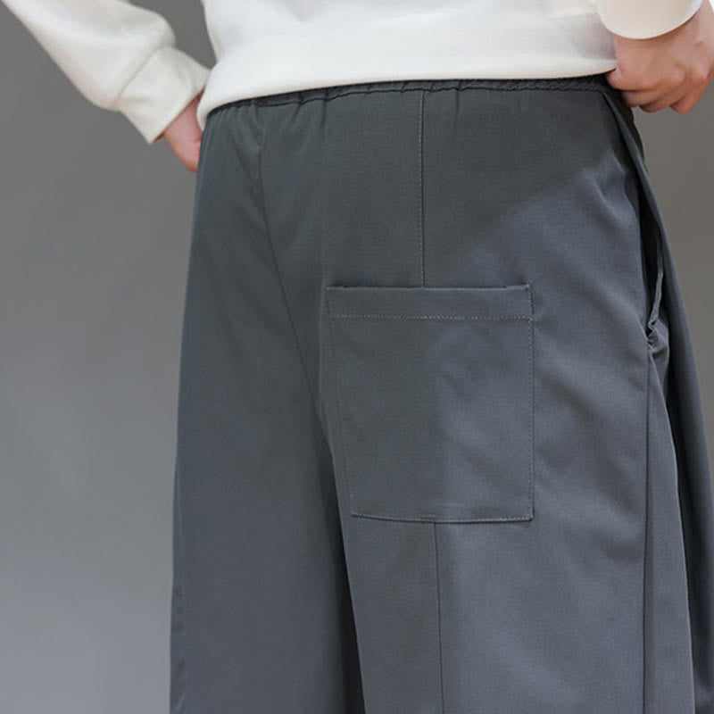 Pantaloni harem da uomo con tasche e gamba dritta, tinta unita, modello Buddha Stones Fall - image 11