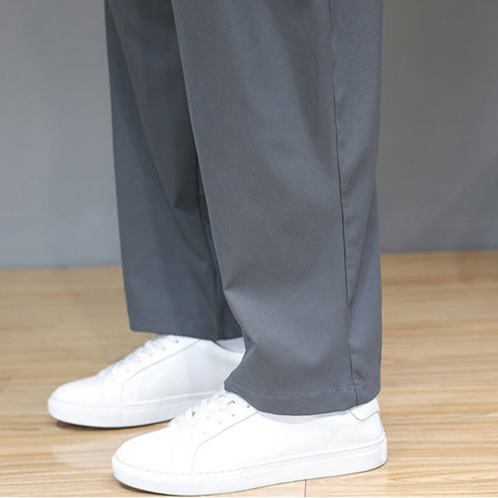 Pantaloni harem da uomo con tasche e gamba dritta, tinta unita, modello Buddha Stones Fall - image 12