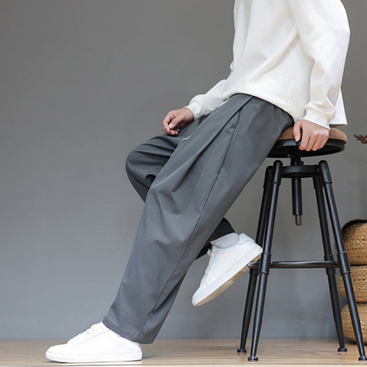 Pantaloni harem da uomo con tasche e gamba dritta, tinta unita, modello Buddha Stones Fall - image 8