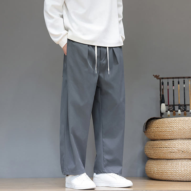 Pantaloni harem da uomo con tasche e gamba dritta, tinta unita, modello Buddha Stones Fall - image 5