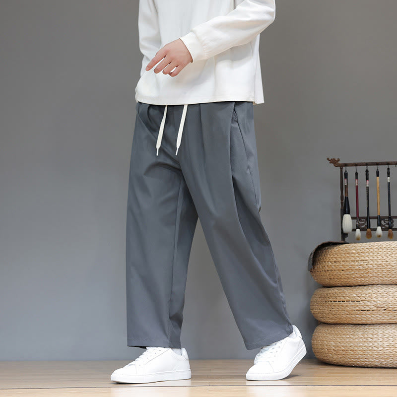 Pantaloni harem da uomo con tasche e gamba dritta, tinta unita, modello Buddha Stones Fall - image 0