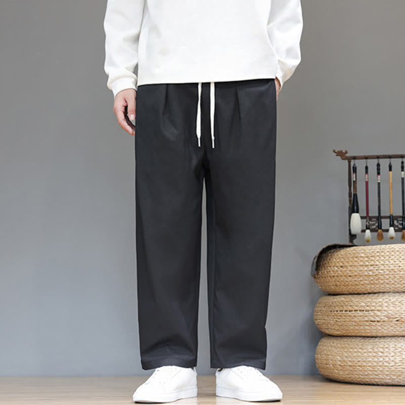 Pantaloni harem da uomo con tasche e gamba dritta, tinta unita, modello Buddha Stones Fall - image 23