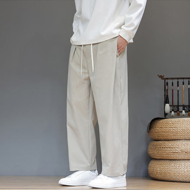 Pantaloni harem da uomo con tasche e gamba dritta, tinta unita, modello Buddha Stones Fall - image 16