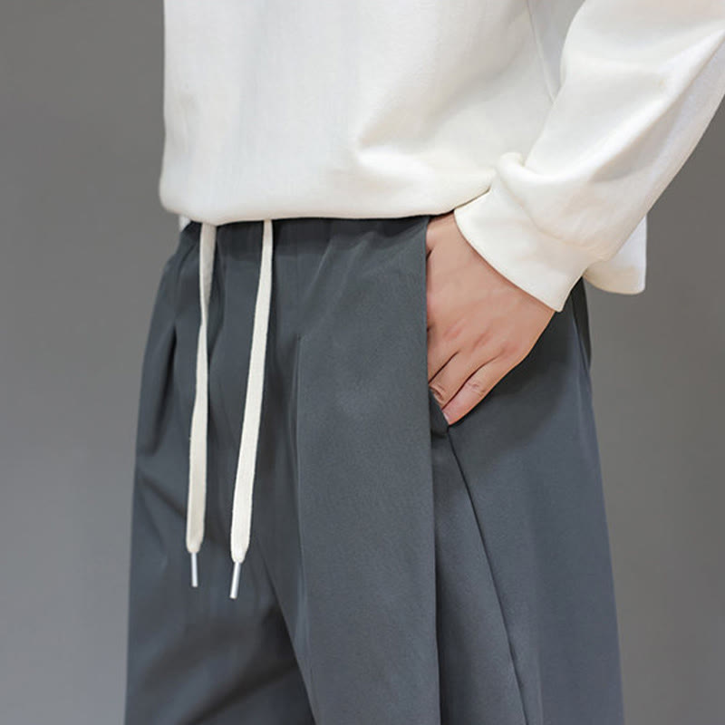 Pantaloni harem da uomo con tasche e gamba dritta, tinta unita, modello Buddha Stones Fall - image 10