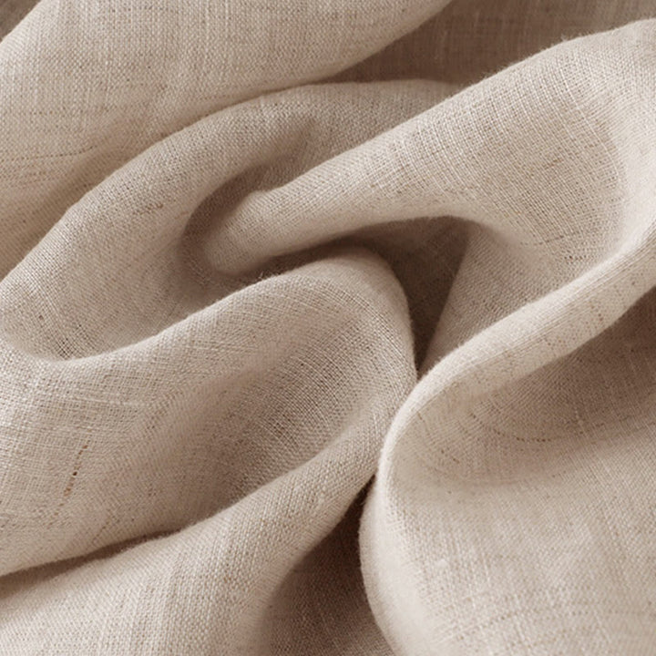 Abito midi in cotone a maniche lunghe con tasche e bottoni beige con revers Buddha Stones - image 7