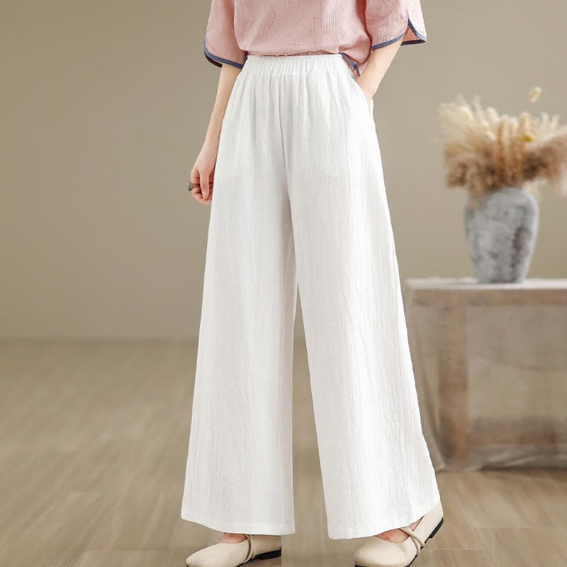 Camicia e pantaloni da donna in cotone jacquard a maniche lunghe con bottoni a rana e tasche Buddha Stones - Pantaloni bianchi - US8-10, UK/AU12-14, EU40-42 (2XL) - image 22