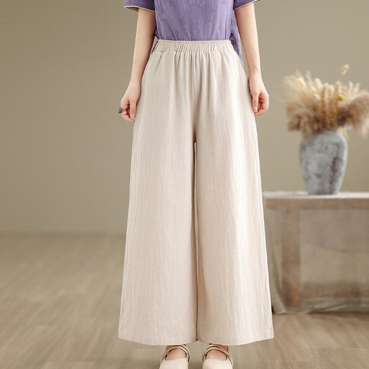 Camicia e pantaloni da donna in cotone jacquard a maniche lunghe con bottoni a rana e tasche Buddha Stones - Pantaloni beige - US8-10, UK/AU12-14, EU40-42 (2XL) - image 24