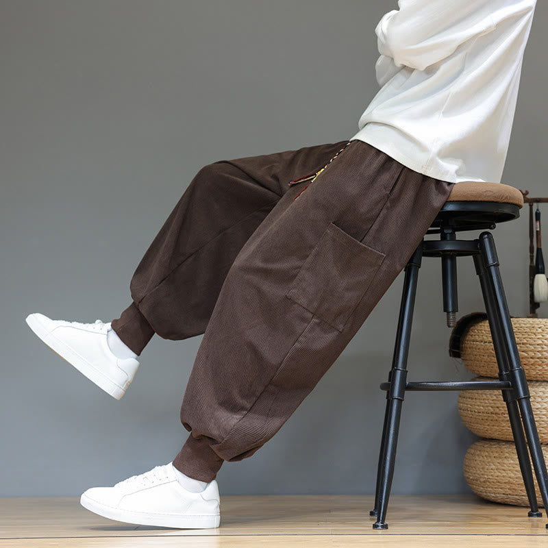 Pantaloni da uomo in cotone alla caviglia con tasche, tinta unita, modello Buddha Stones Spring - image 36