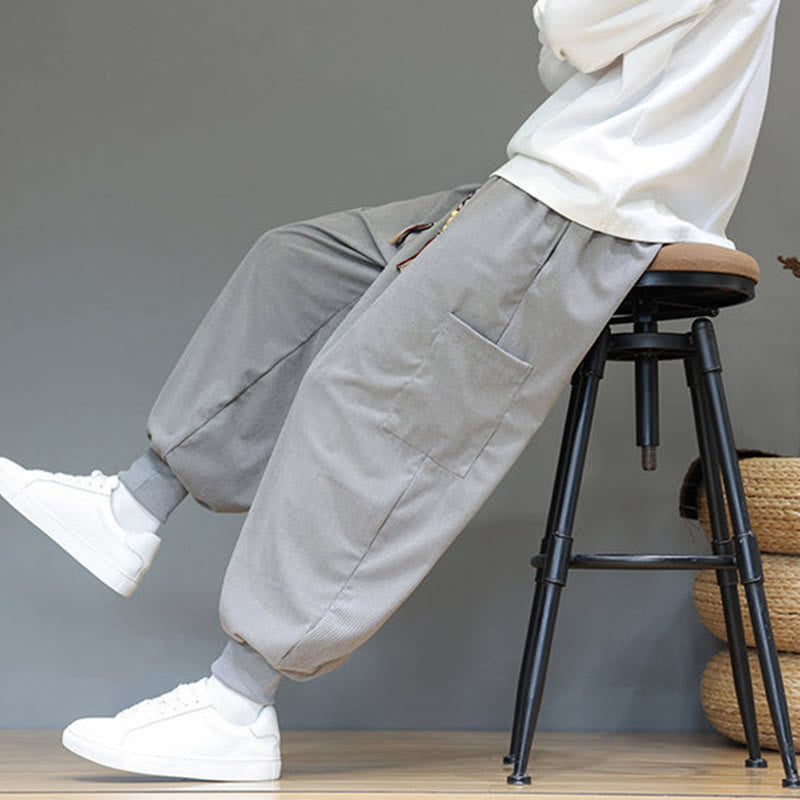 Pantaloni da uomo in cotone alla caviglia con tasche, tinta unita, modello Buddha Stones Spring - image 15