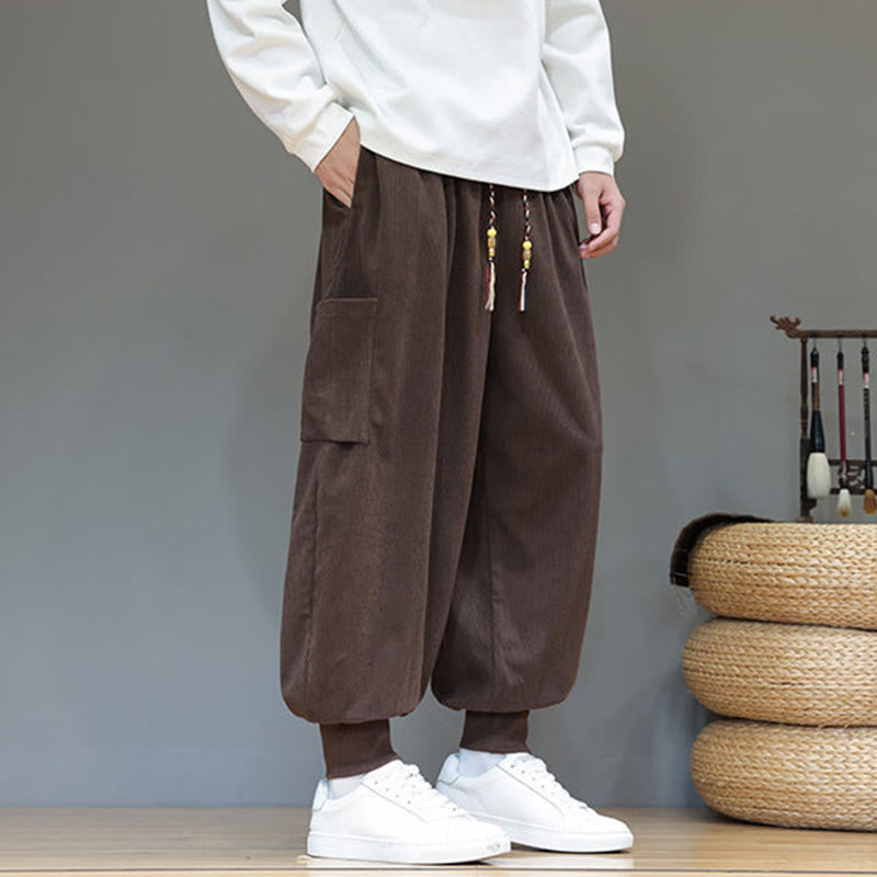 Pantaloni da uomo in cotone alla caviglia con tasche, tinta unita, modello Buddha Stones Spring - image 33