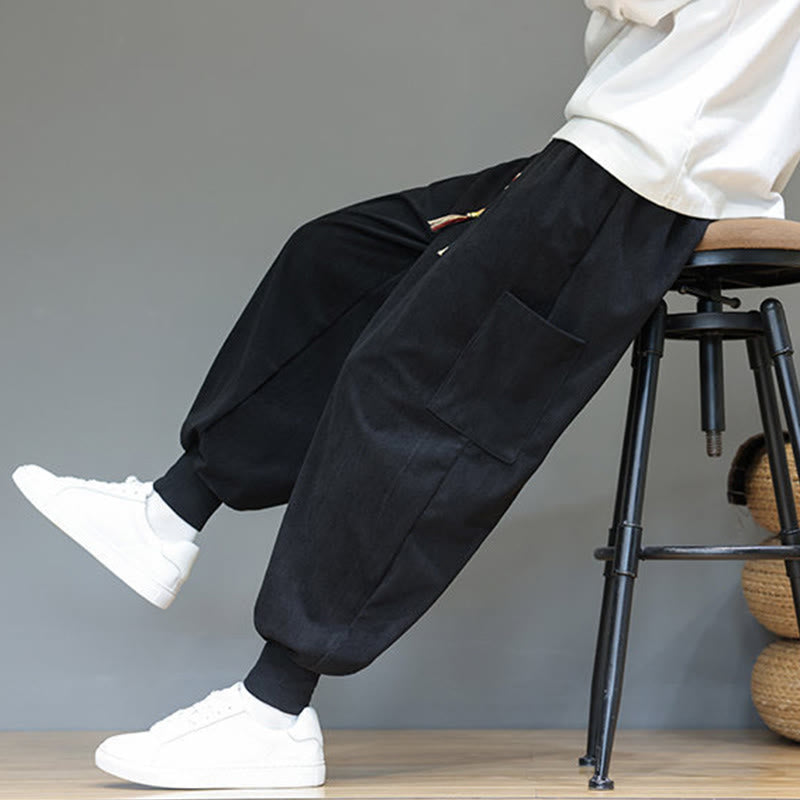 Pantaloni da uomo in cotone alla caviglia con tasche, tinta unita, modello Buddha Stones Spring - image 28